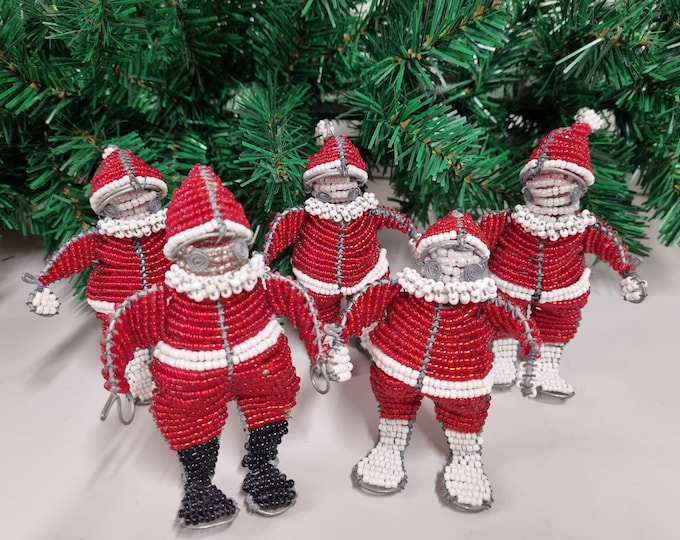 Handmade Beaded Santa Ornament | South African Christmas Decoration