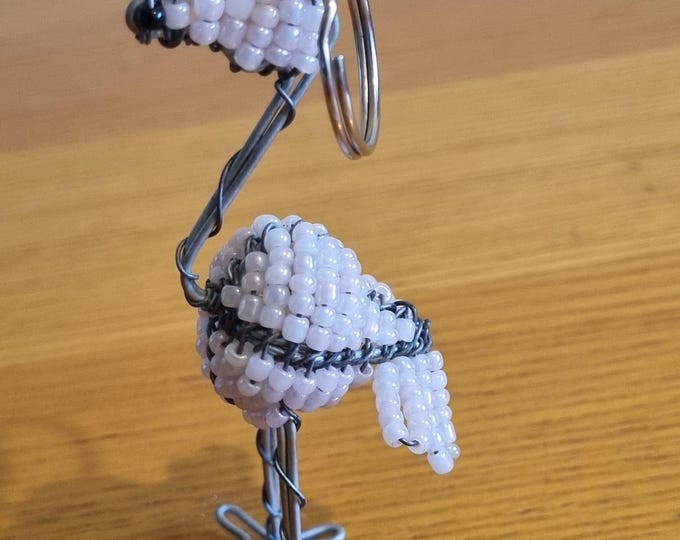 Ostrich White Bird Decor figurines.  Handmade Unique South African Art Gifts