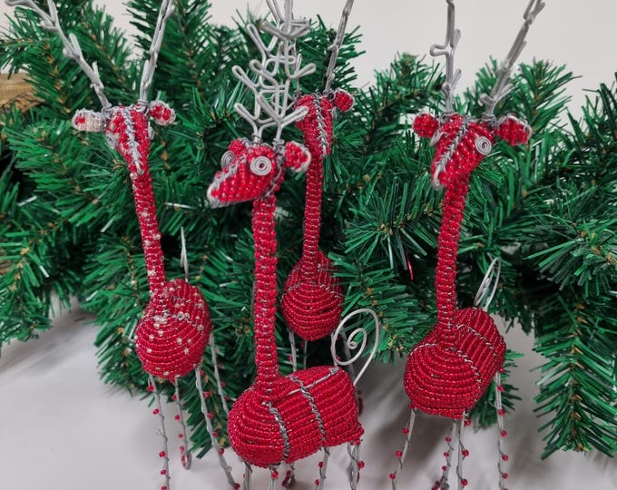 Handmade Beaded Reindeer Ornament | South African Christmas Decoration