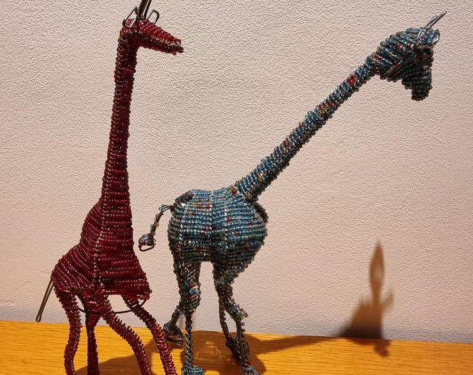 Beaded Giraffe Sculpture: African Wire Art, Handmade Home Decor
