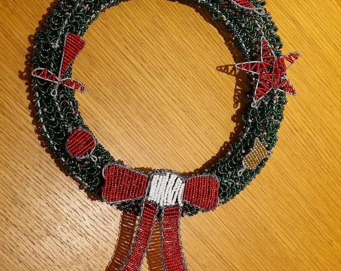 Beaded Christmas Wreath | Handmade South African Fair Trade Decor