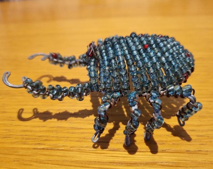 Beaded Crab Ornament: African Wire Art Coastal Decor