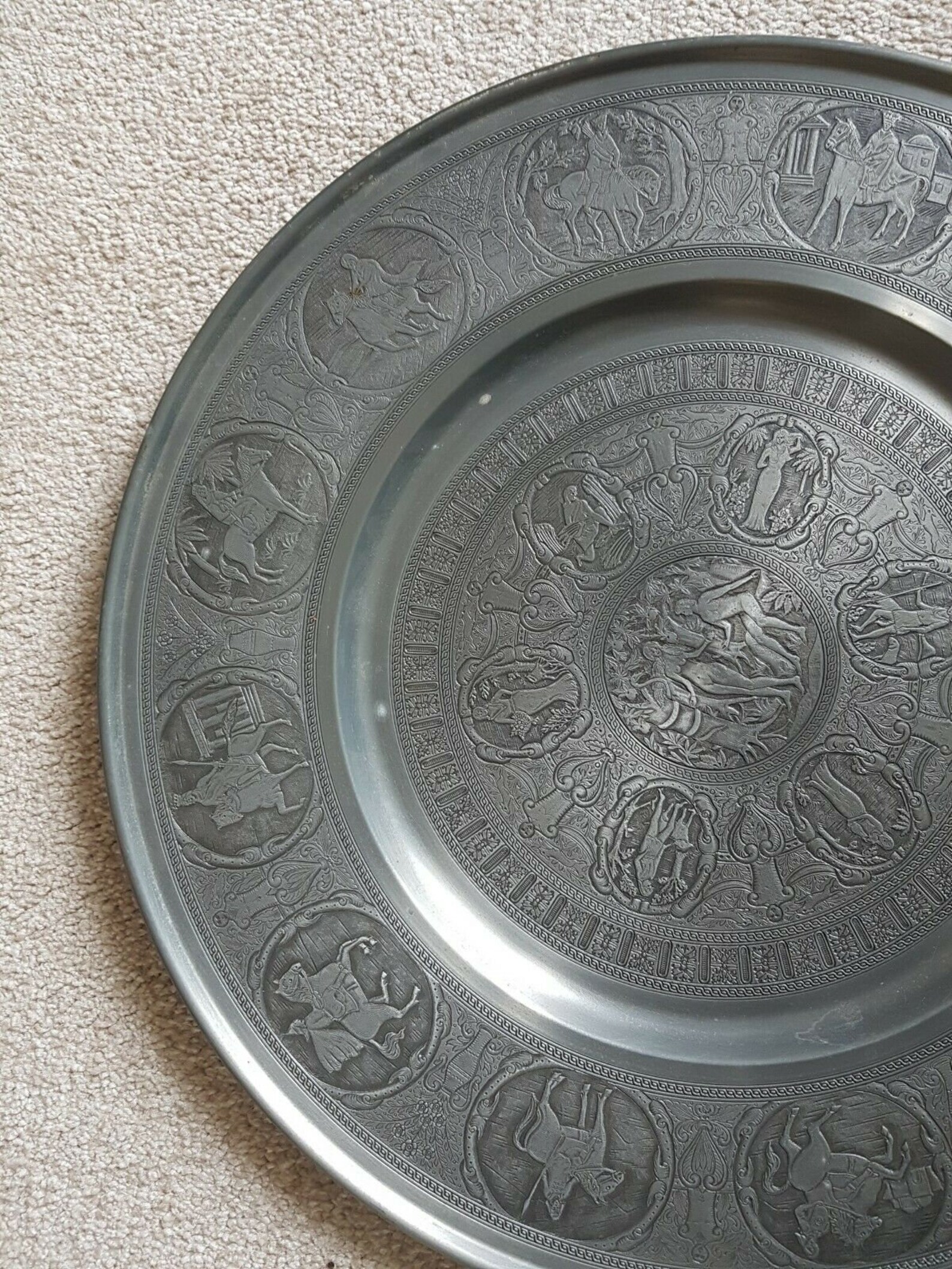 Vintage large round pewter plate by berendsohn adam and eve Etsy