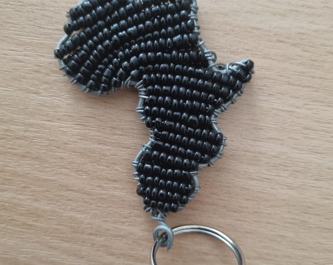 Beaded Map of Africa Keyring: Handmade Wire Art Keychain