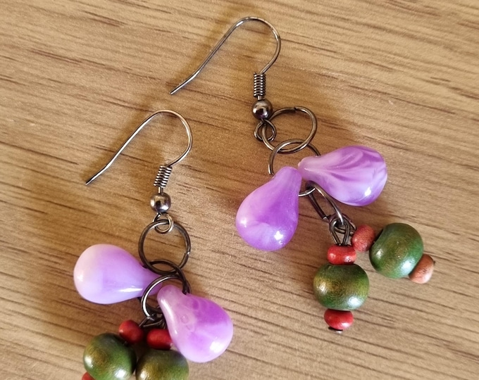 Purple Amethyst Bloom Dangle Earrings - Handmade