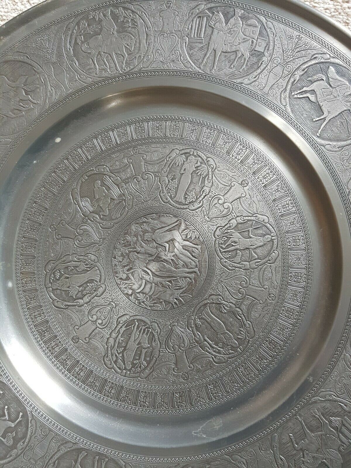 Vintage large round pewter plate by berendsohn adam and eve Etsy