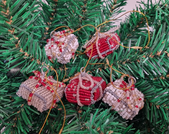 Present Christmas Tree Decorations | South African Fair Trade Ornaments | Decor - Handmade Beaded