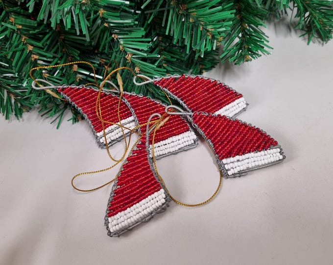 Beaded Santa Hat Christmas Ornament | Handmade South African Decor