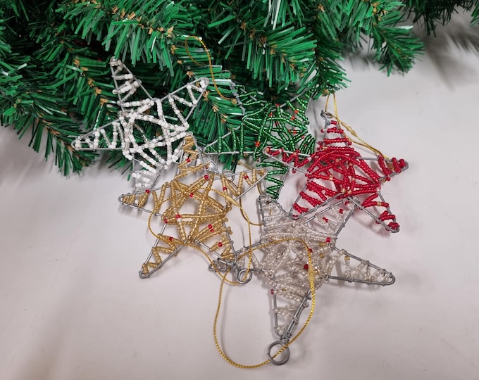 Stars Christmas Tree Decorations | South African Fair Trade Ornaments | Decor - Handmade Beaded