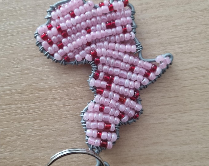 Beaded Map of Africa Keyring: Handmade Wire Art Keychain