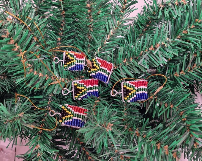 Beaded South African Flag Christmas Tree Decoration - Handmade