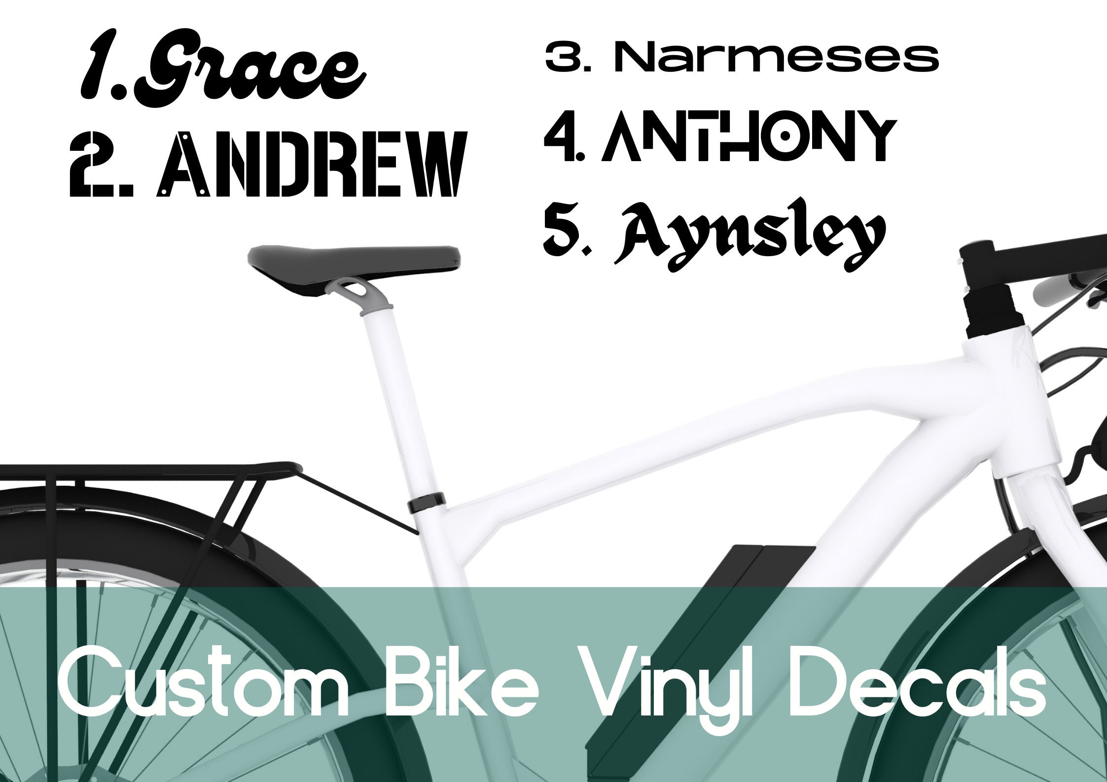 Custom bike name sticker vinyl word decal for bikes Vinyl Etsy