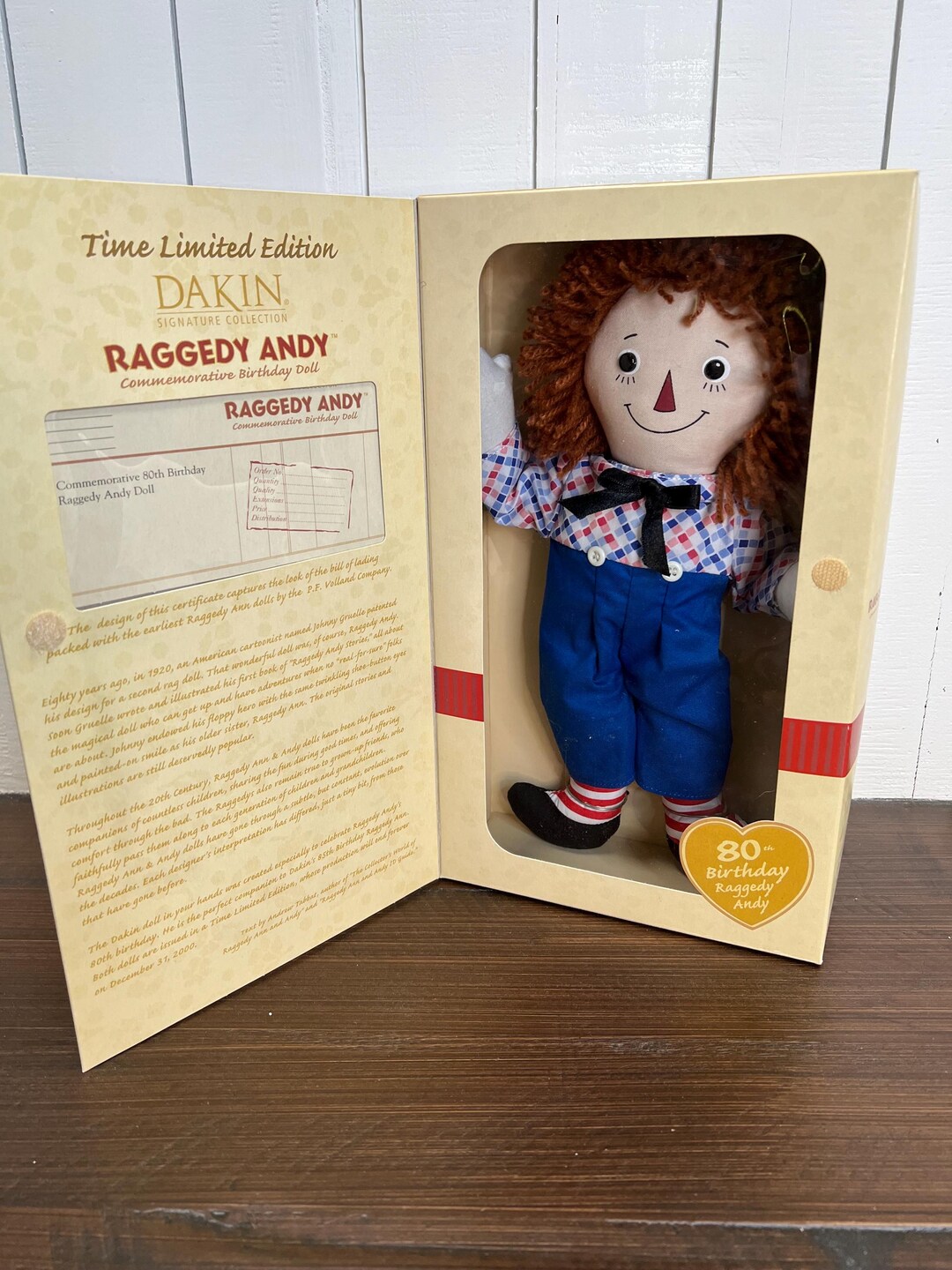 Vintage DAKIN Raggedy Andy Doll: 80th Birthday Commemorative