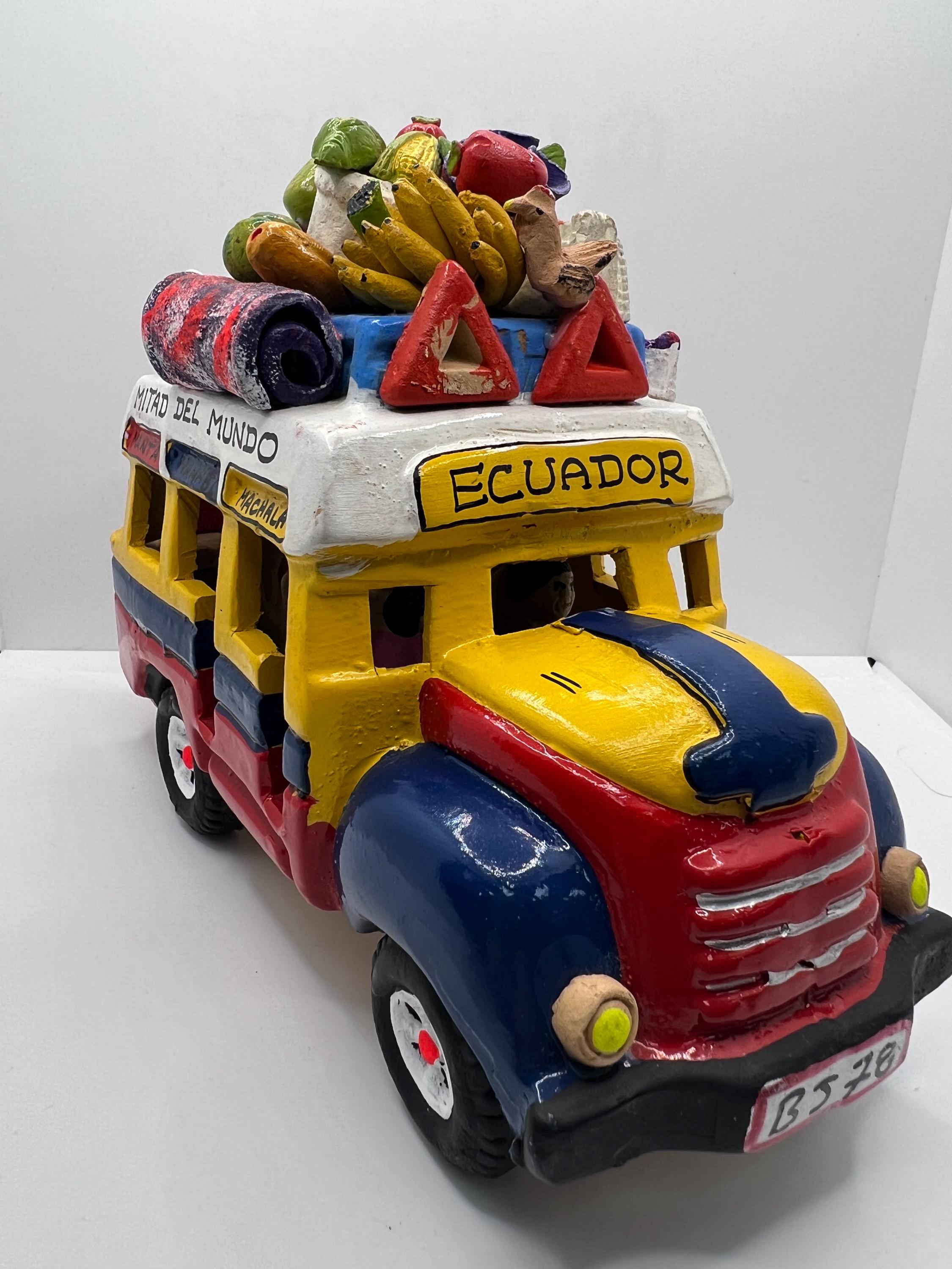 Ecuador Colorful Clay City/town Bus. Chiva. the Detail is Ecuador Colorful Clay City/town Bus. Chiva. the Detail is