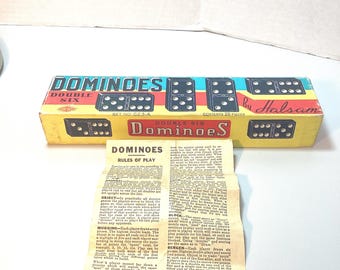 Vintage 1950s Double Six Dominoes by Halsam