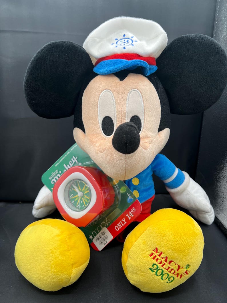 Vintage 2009 Macy's Holiday Sailor Mickey Mouse Plush with Clock – Limited Edition bild 2
