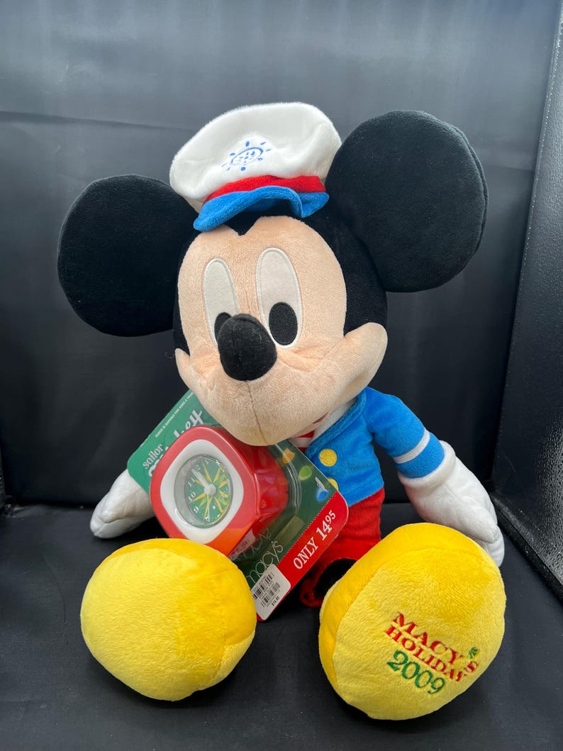 Vintage 2009 Macy's Holiday Sailor Mickey Mouse Plush with Clock – Limited Edition bild 1