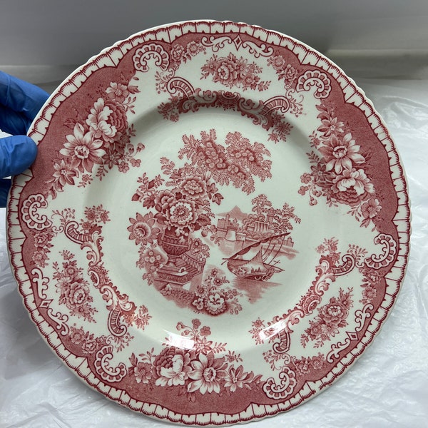 John Maddox’s and Sons Bombay red  10 inch plate Royal Vitreous nice for any collection