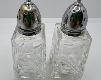 Vintage American Cut Crystal Salt and Pepper Shakers - 3.5"