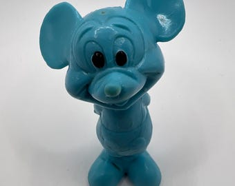 Vintage Disney Mickey Mouse Blue Rubber Action Figure 1960s