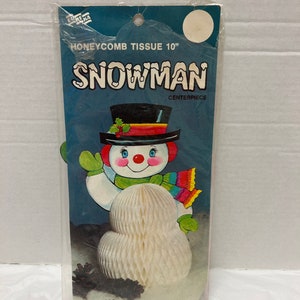 1970 Eureka Honeycomb tissue 10 inch Snowman center piece never used clip enclosed.