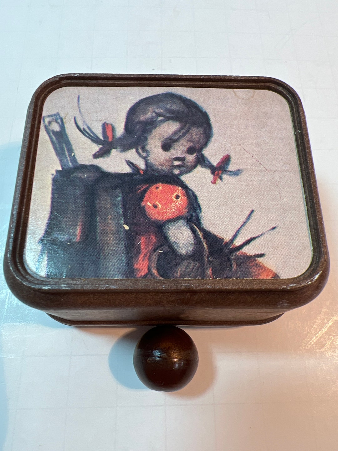 Vintage Hummel Style Picture Pull String Musical Box Made in Etsy