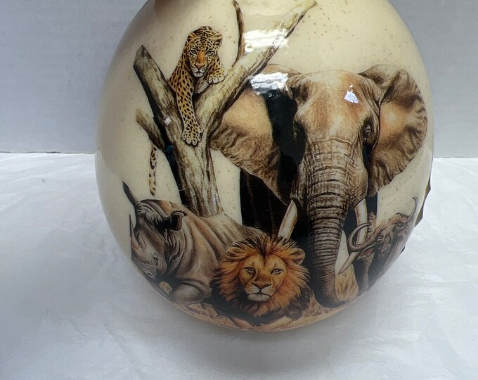 Ostrich Egg Decoupage With the 5 of Africa. 6 Inches. Unique Etsy