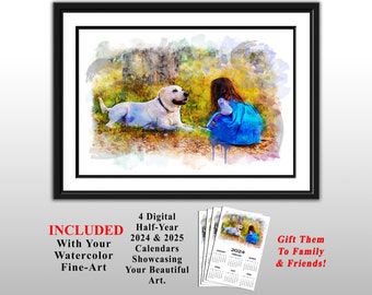 Watercolor Pet Portrait From Photo Personalized Gift For Her/Women Girlfriend Gift Dog Portrait Pet Memorial Dog Mom Christmas Gift Handmade