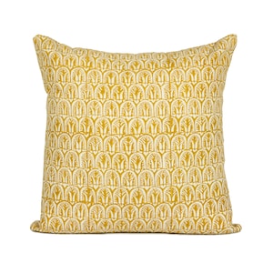 Decorative Throw pillow,  Floral Yellow Mustard on Natural Cotton pillow Cover, Boho Pillow, Decorative Pillow, Throw pillow for sale