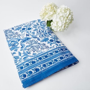 Indian Block Print tafelkleed, Bloemen Katoenen Tafelkleed, Tafelkleed Runner Matten Servetten Set, Boerderij Tafelkleed, Cadeau voor nieuw huis