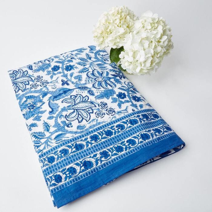 Indian Block Print tablecloth, Floral Cotton Table Cover, Table Cloth Runner Mats Napkins Set , Farmhouse Tablecloth , Gift For New Home