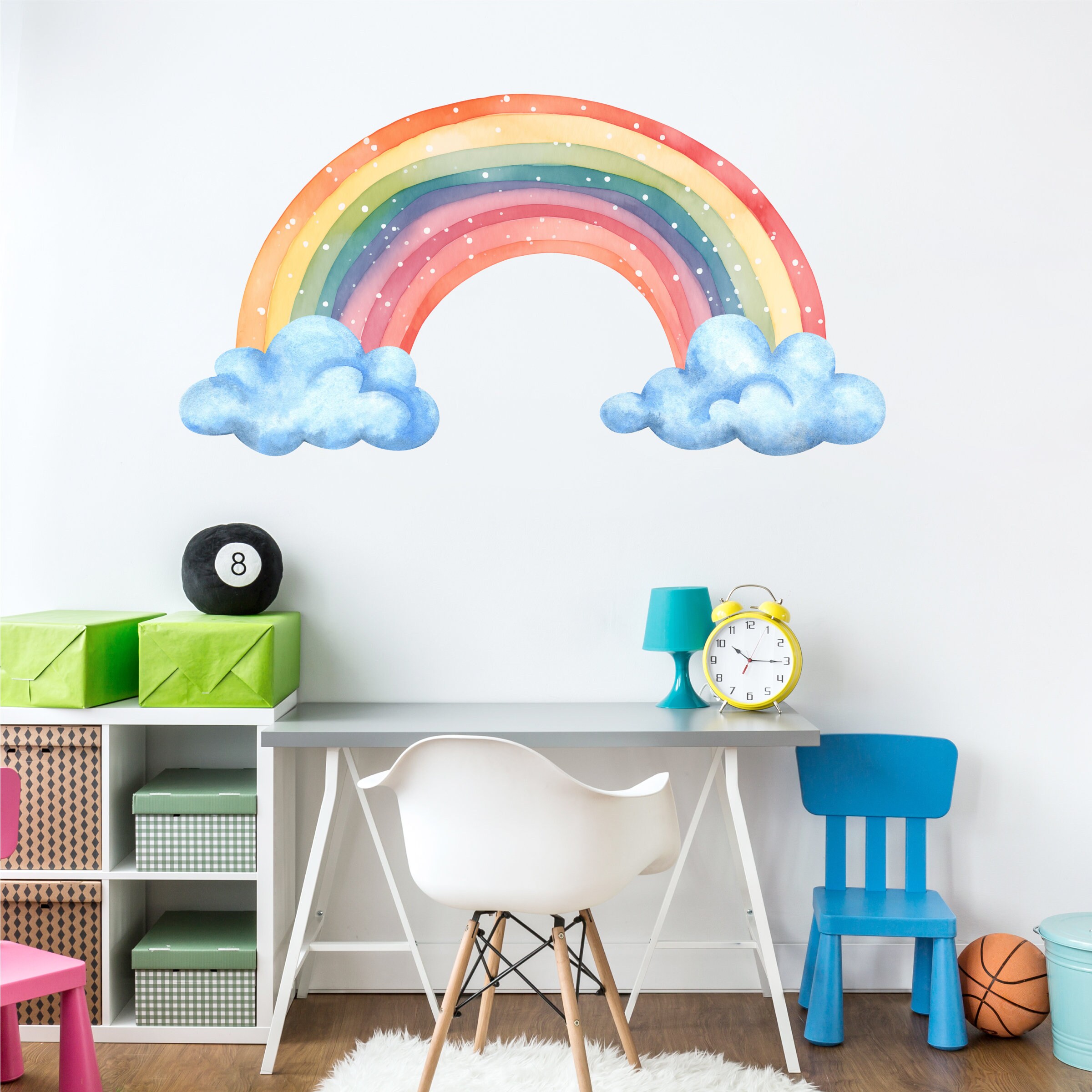 Watercolor Rainbow Fabric Wall Decal | Reusable Nursery Decor - Etsy