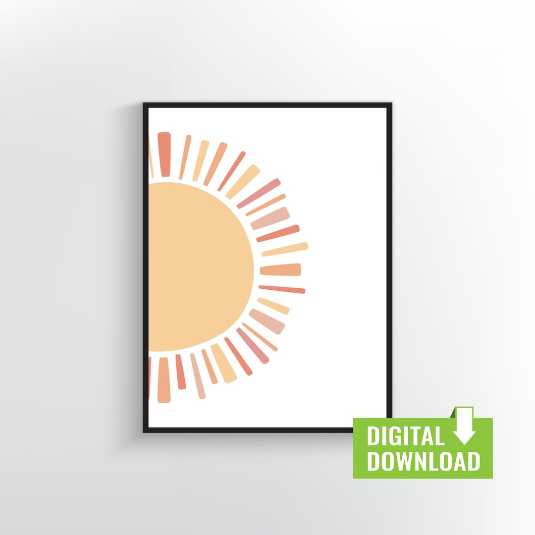 Sun Rays Printable Minimalist Sun Rays Printable | Boho Modern Digital Wall Art - Etsy