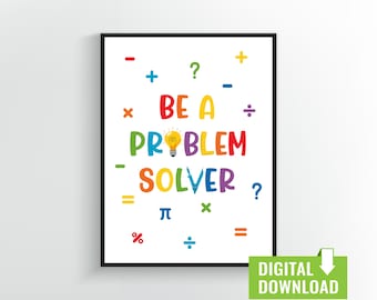 Plakat matematyczny „Rozwiązywacz problemów”: dekoracja do klasy w domu (do pobrania w wersji cyfrowej)