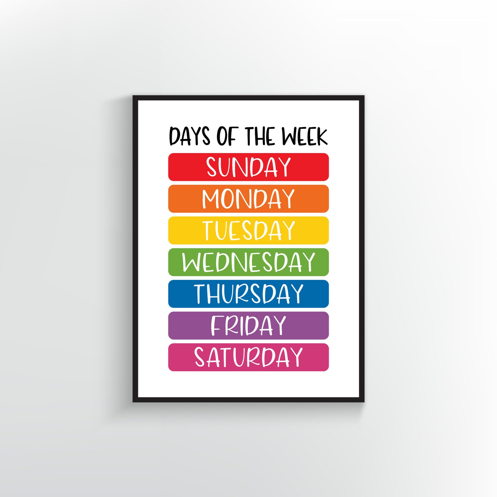 Days of the Week Print | Teacher Decor | Classroom Poster - Etsy