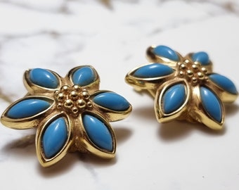 Rare Vintage Christian Dior Turquoise Ear Clips