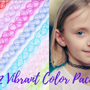 Tattoo Stretch Choker - 15+ COLORS | Black Handmade Gift Present | Summer  Tropical | Woman Girl Teen | Rainbow Grey Pink Dark