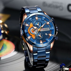 Luxurious Stainless Steel Men's Chronograph Luminous Quartz Classic Watch 47mm Waterproof - 4 Colors to Choose From