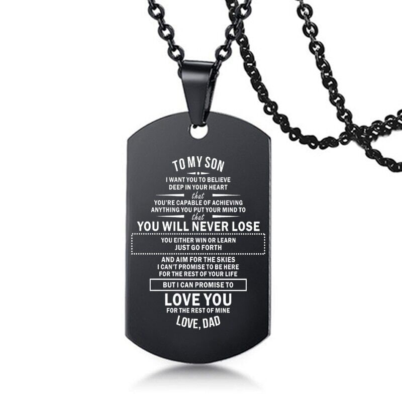 To My Son Dog Tag from Dad, To My Son Wherever Your Journey Necklace