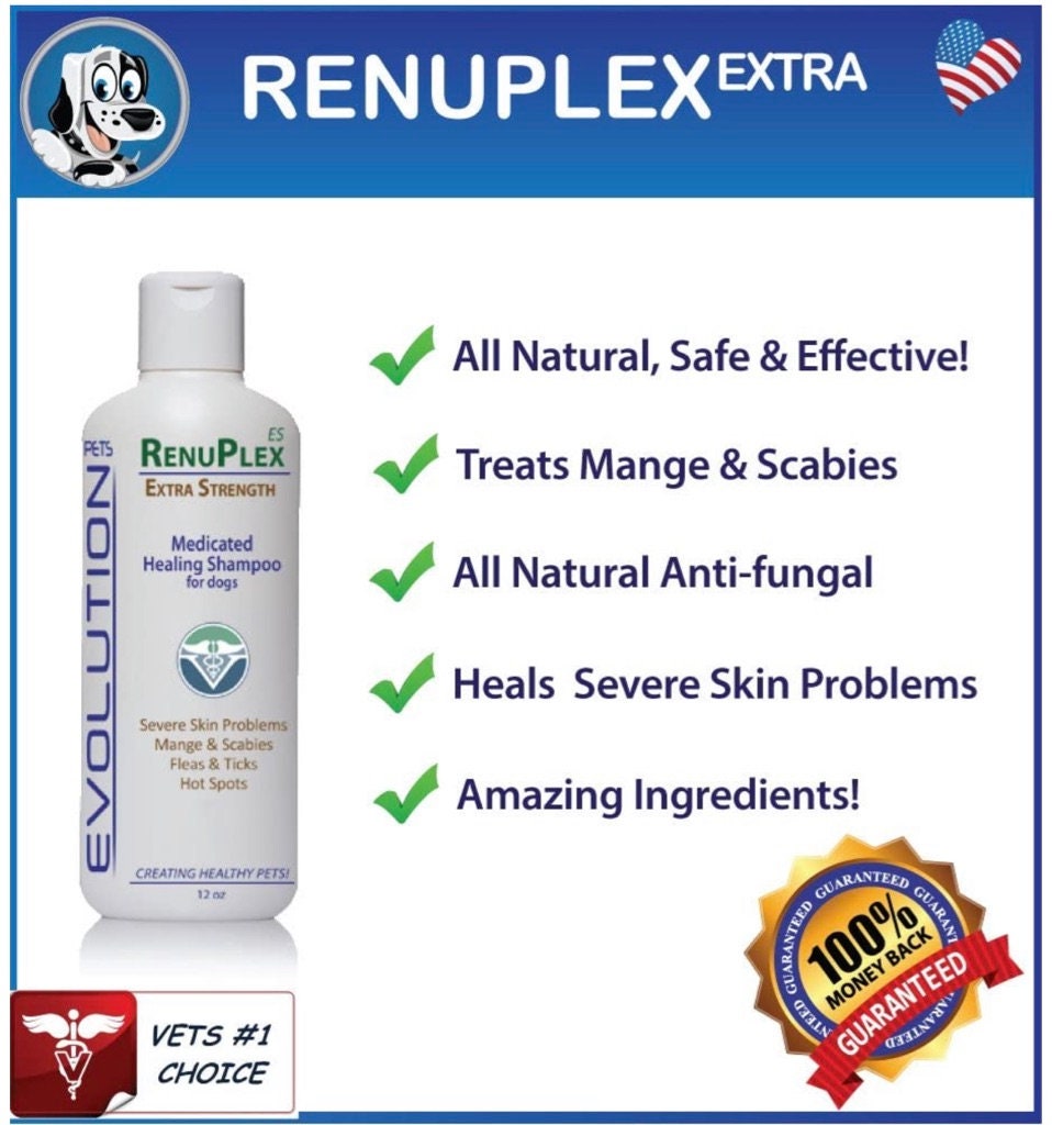 RenuPlex Medicated Dog Mange Shampoo Extra Strength Shampoo Etsy