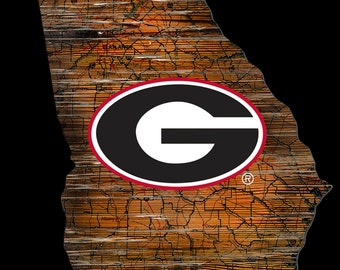 24" Wooden University of Georgia Logo State Sign - Made in the USA