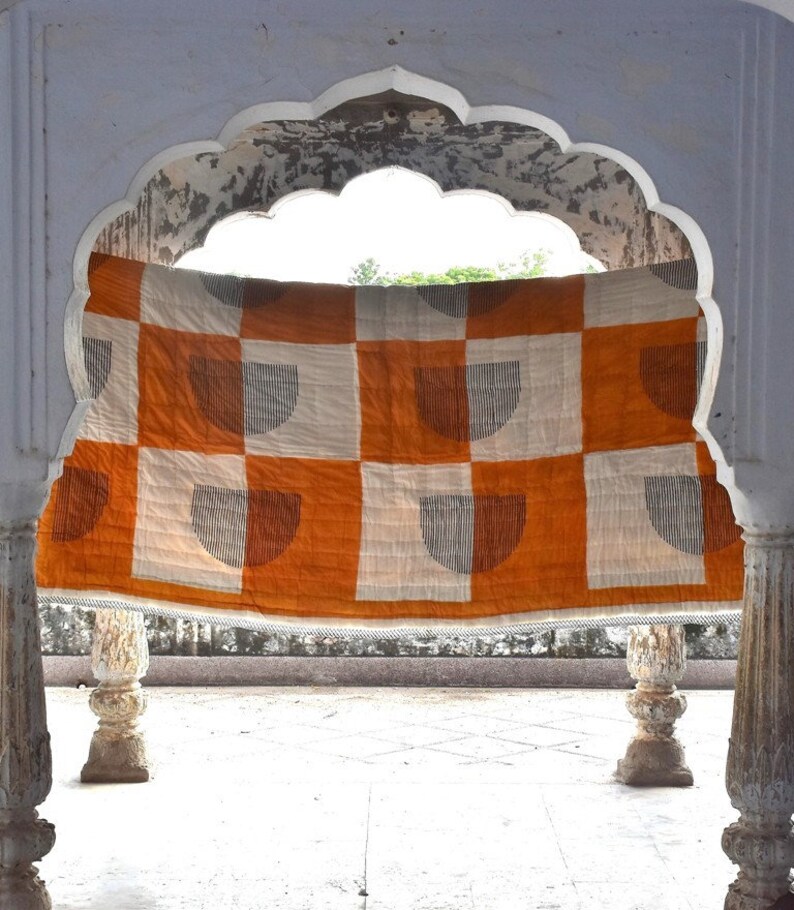 Modern Quilt Block Print Quilt King Quilt Block Print Quilt Etsy