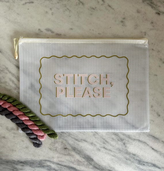 Needlepoint Project Bag | Funny Stitching WIP Pouch for Stitchers & Embroiderers | Zipper Craft Storage