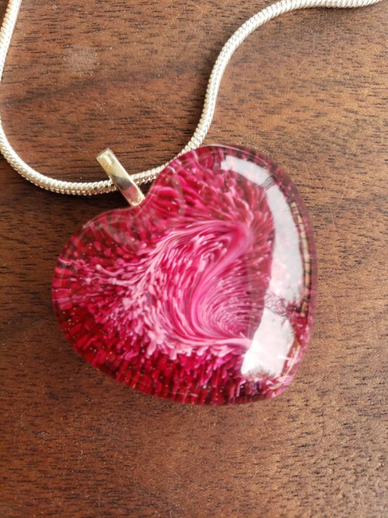 custom rose feathered heart pendant