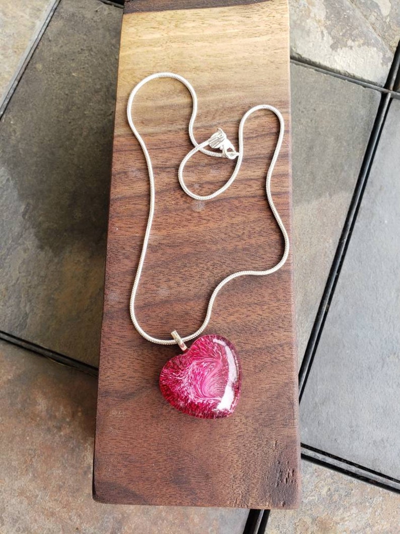 custom rose feathered heart pendant