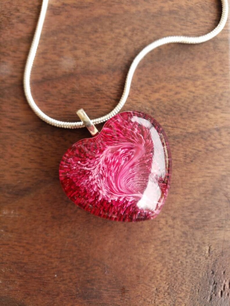 custom rose feathered heart pendant