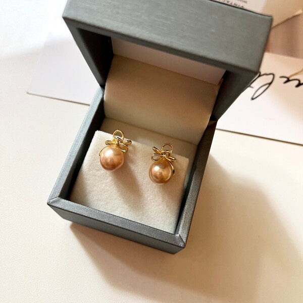 Gold Bow Earrings Etsy