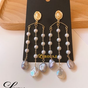 Pearl Drop Earrings,Bridal Statement Earrings,Keshi Pearl Earrings,Pearl Wedding,Wedding jewelry,Keshi Pearl Earrings,Bridal Jewelry