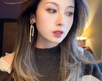 Boucles d'oreilles pendantes en perles baroques : perle d'eau douce de Keshi, bijoux faits main