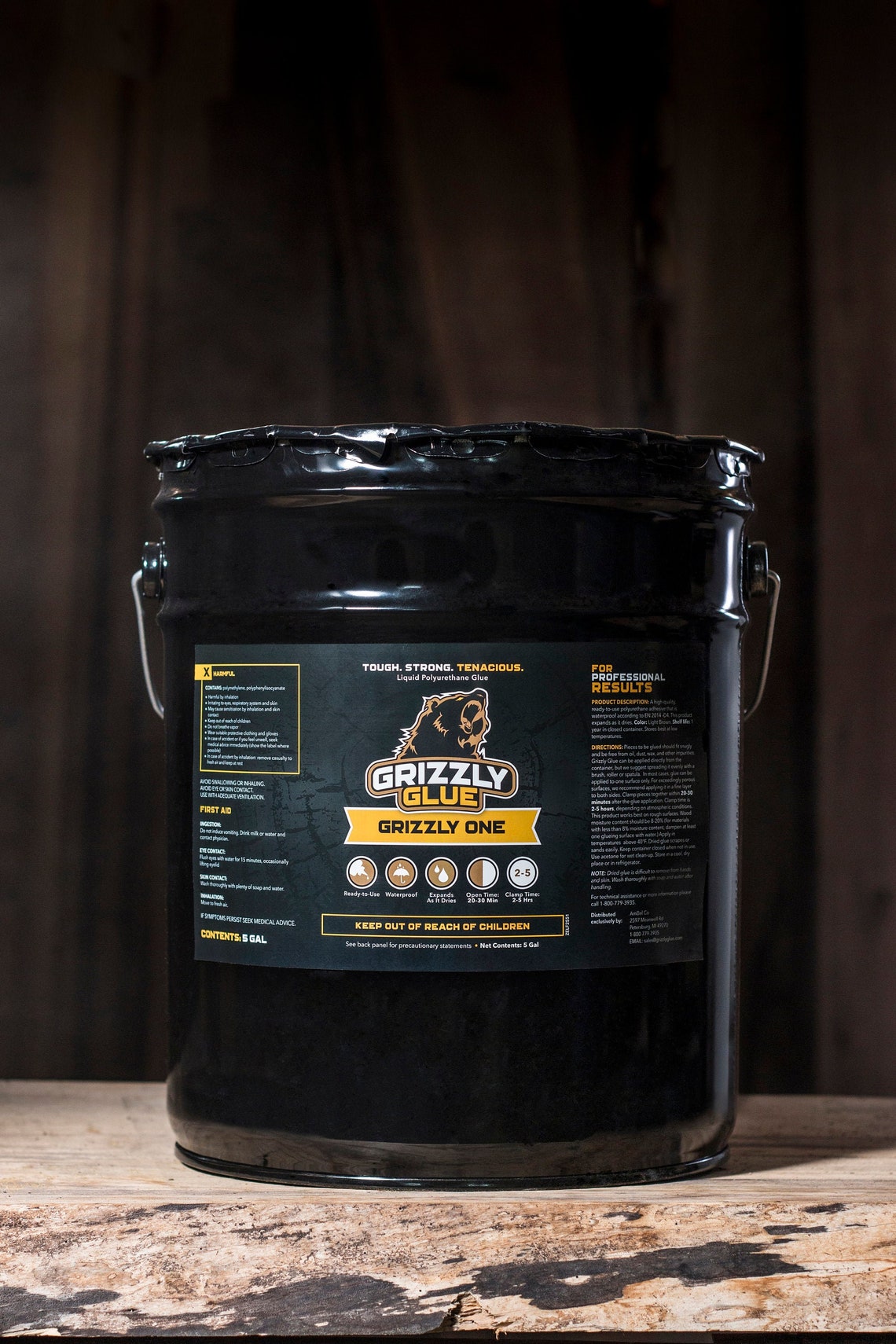 Grizzly One Wood Glue, Polyurethane Adhesive, 5 Gallon Bucket by Grizzly Glue5g Etsy